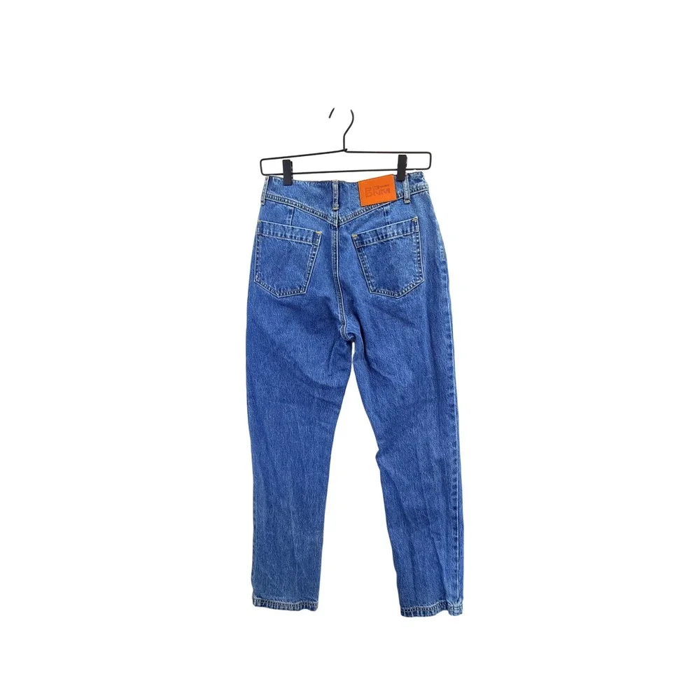 Princess Polly High Waisted Mom Jeans Blue Medium Wash Tapered Leg Size 6 US - Picture 4 of 9